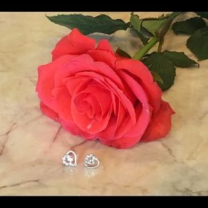 Precious Heart Shaped Earrings w/ Rhinestones